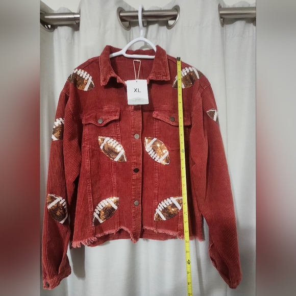 Corduroy Jacket with Sequin Footballs - Picture 11 of 12